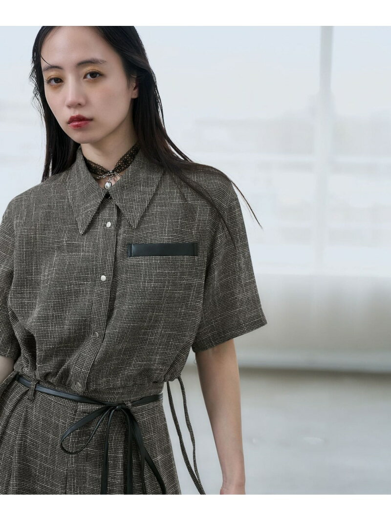 カラミメッシュショートシャツ HARE ハレ トップス シャツ・ブラウス ブラウン ブラック【先行予約】*【送料無料】[Rakuten Fashion]