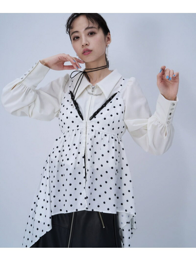 乐天商城 - 【SALE／42%OFF】2Pドットキャミソール/ショートシャツ HARE ハレ トップス シャツ・ブラウス ブラック ホワイト【RBA_E】【送料無料】[Rakuten Fashion]
