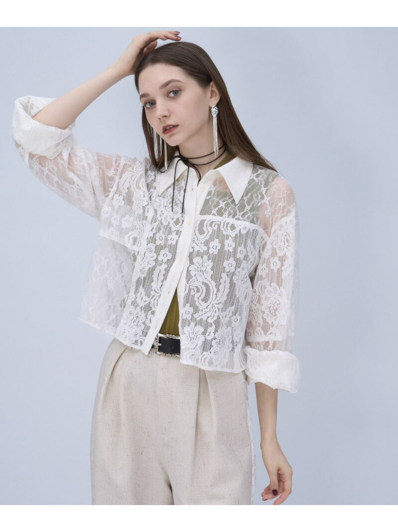 Rakuten - パッチワークレースシャツ HARE ハレ トップス シャツ・ブラウス ブラック ホワイト【送料無料】[Rakuten Fashion]