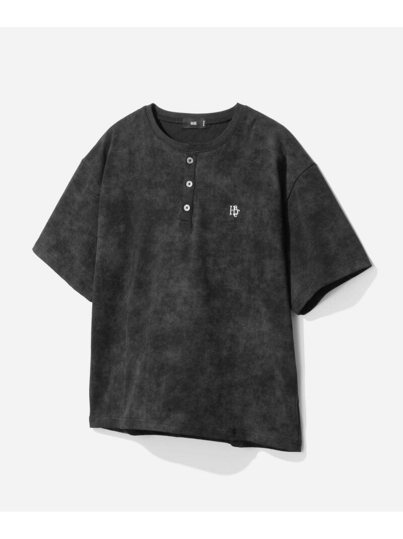 Rakuten - ピグメントロゴヘンリーカット HARE ハレ トップス カットソー・Tシャツ ブラック グレー ブルー レッド【送料無料】[Rakuten Fashion]