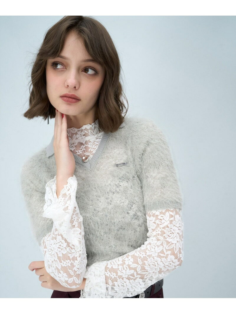 2Pフェザーシアーポロニット HARE ハレ トップス ニット ブラック ホワイト【送料無料】[Rakuten Fashion]