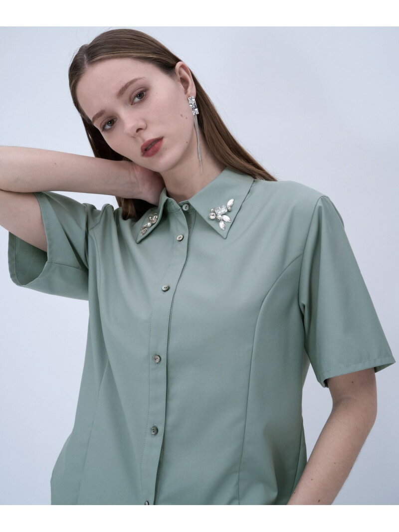 Rakuten - ビジューコンパクトシャツ HARE ハレ トップス シャツ・ブラウス ホワイト グリーン ブラック【送料無料】[Rakuten Fashion]