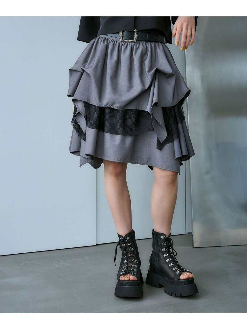 タックイレヘムミニスカート HARE ハレ スカート ミニスカート ブラック グレー【先行予約】*【送料無料】[Rakuten Fashion]