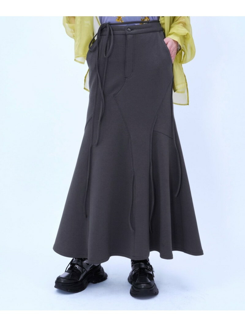 アシメストリングポンチマーメードスカート HARE ハレ スカート ロング・マキシスカート ブラック グレー【先行予約】*【送料無料】[Rakuten Fashion]