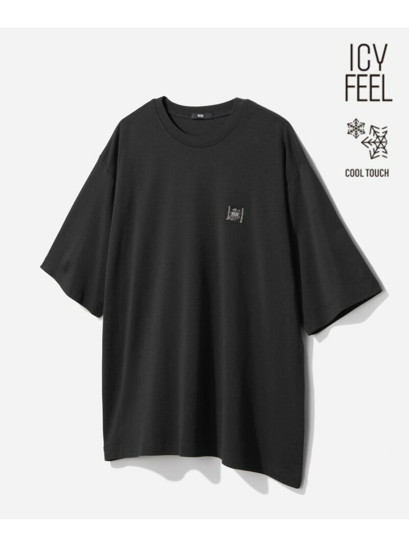 Rakuten - 【接触冷感】タグロゴシシュウカット HARE ハレ トップス カットソー・Tシャツ ブラック ブラウン ホワイト パープル ブルー【送料無料】[Rakuten Fashion]