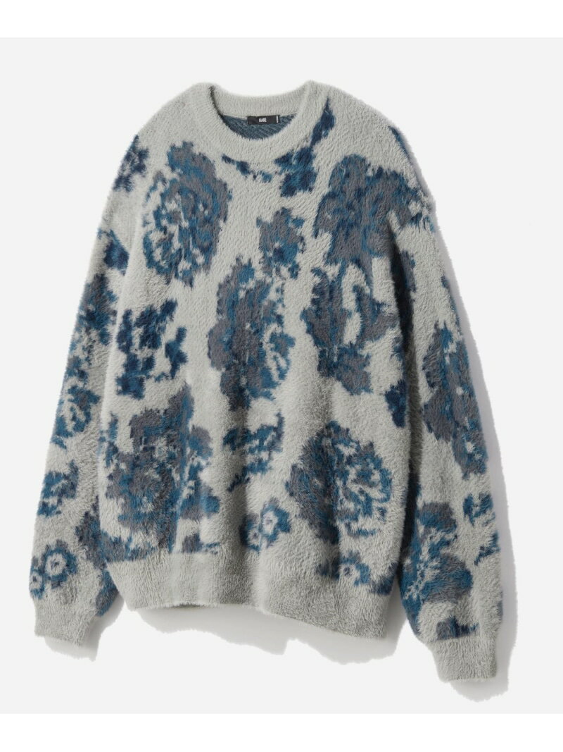 シャギーニットガラプルオーバー HARE ハレ トップス ニット ブラック ホワイト グレー【送料無料】[Rakuten Fashion]