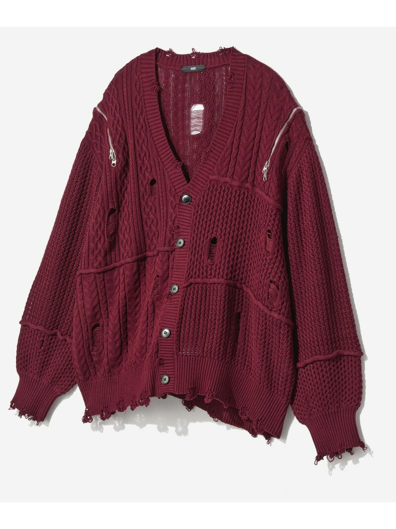 Rakuten - 【SALE／10%OFF】BIGダメージZIPカーディガン HARE ハレ トップス ニット ブルー ネイビー グレー ブラック パープル【RBA_E】【送料無料】[Rakuten Fashion]
