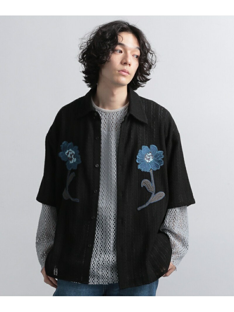 (M)ワッペンシシュウレースSHSS HARE ハレ トップス シャツ・ブラウス ブラック グリーン ホワイト【送料無料】[Rakuten Fashion]のサムネイル