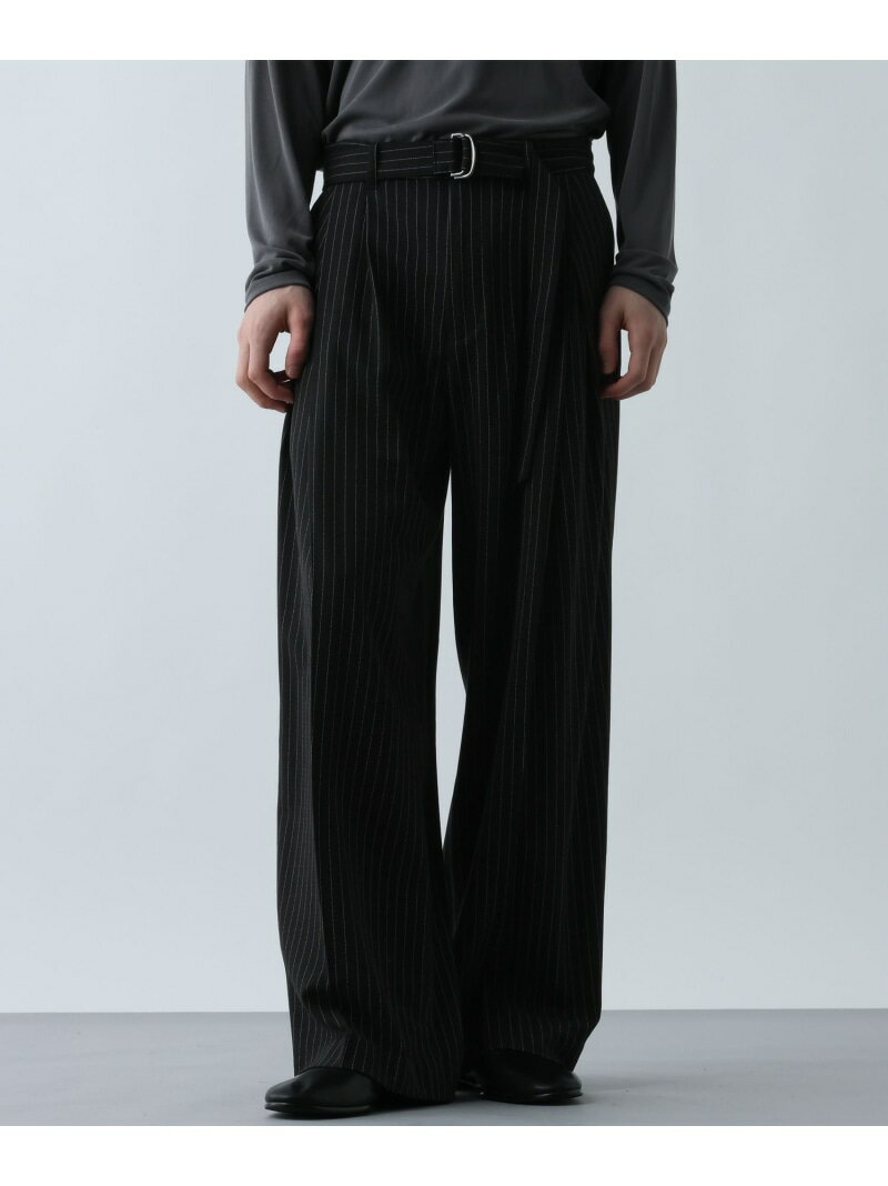 ダブルウィーブストライプディープタックワイドパンツ HARE ハレ パンツ スラックス・ドレスパンツ ブラック グレー【送料無料】[Rakuten Fashion]