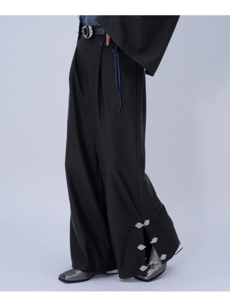 チャイナカナグワイドパンツ HARE ハレ パンツ その他のパンツ ワインレッド ブラック【先行予約】*【送料無料】[Rakuten Fashion]