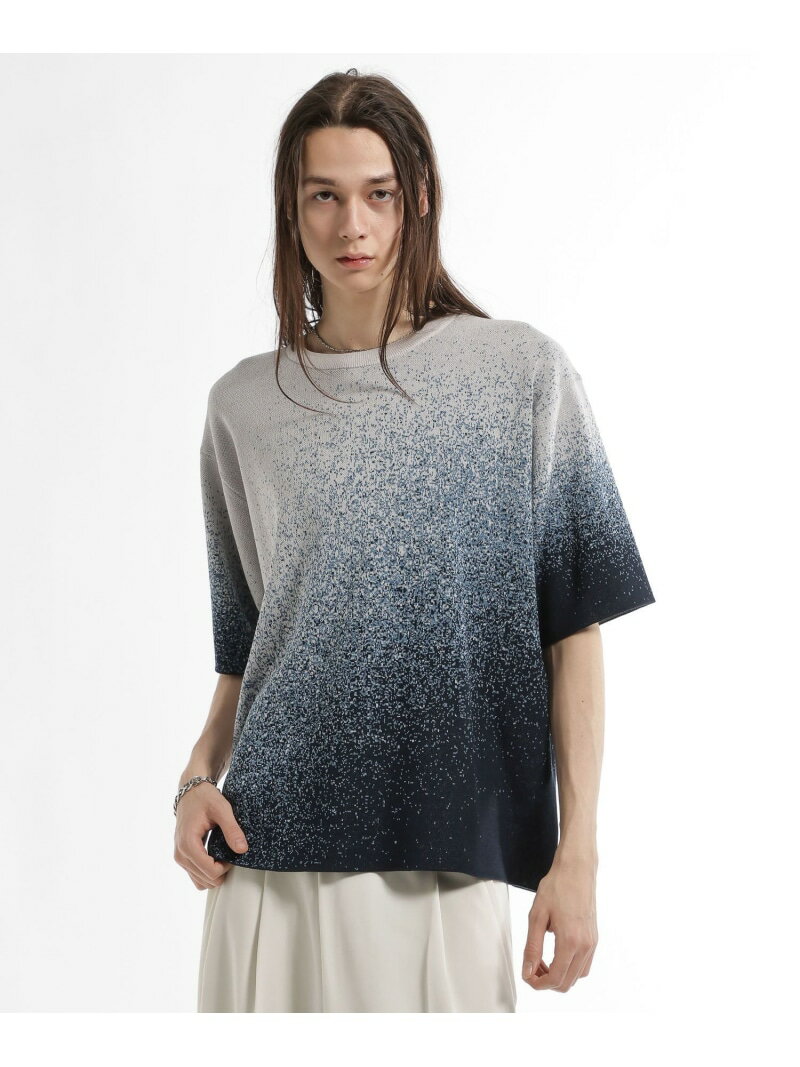 【接触冷感】ジャガードグラデ-ションニット HARE ハレ トップス ニット ブルー ブラック【先行予約】*【送料無料】[Rakuten Fashion]