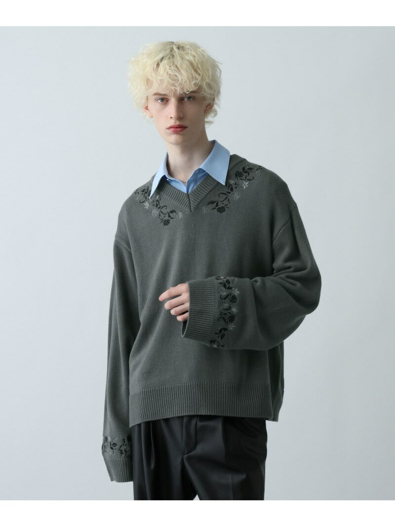 シシュウVネックニットプルオーバー HARE ハレ トップス ニット ブルー ブラック グレー【送料無料】[Rakuten Fashion]