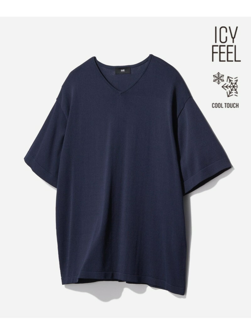【接触冷感】ユルネックVネックニット HARE ハレ トップス ニット ネイビー ブラック【送料無料】[Rakuten Fashion]
