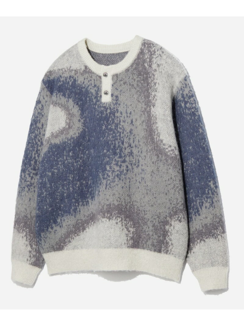 グラデヘンリーネックニット HARE ハレ トップス ニット レッド ブラック グレー【送料無料】[Rakuten Fashion]