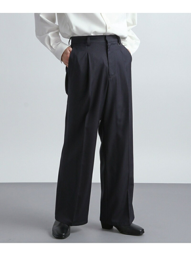【SALE／40%OFF】(M)DストライプWトラウザー HARE ハレ パンツ スラックス・ドレスパンツ ブラック ネイビー【RBA_E】【送料無料】[Rakuten Fashion]
