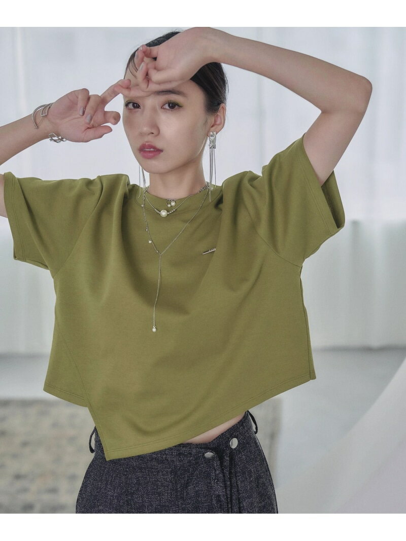 アシメカットTシャツ HARE ハレ トップス カットソー・Tシャツ イエロー ホワイト【送料無料】[Rakuten Fashion]