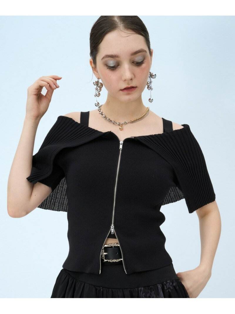 乐天商城 - オフショルニット HARE ハレ トップス ニット パープル ブラック【送料無料】[Rakuten Fashion]