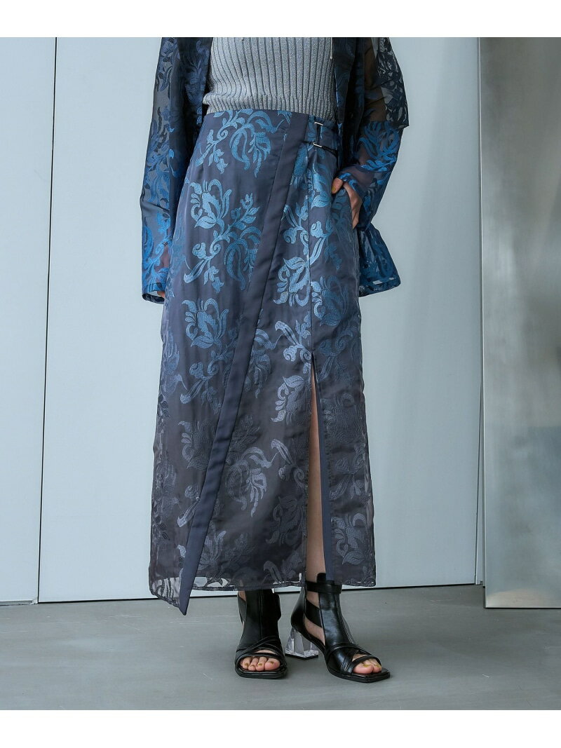 グラデシアージャガードナロースカート HARE ハレ スカート ロング・マキシスカート パープル ネイビー【先行予約】*【送料無料】[Rakuten Fashion]