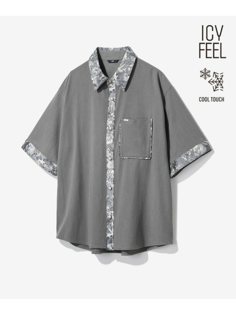 【接触冷感】ジャガードクレリックシャツ HARE ハレ トップス シャツ・ブラウス ブラック グレー ブラウン【先行予約】*【送料無料】[Rakuten Fashion]