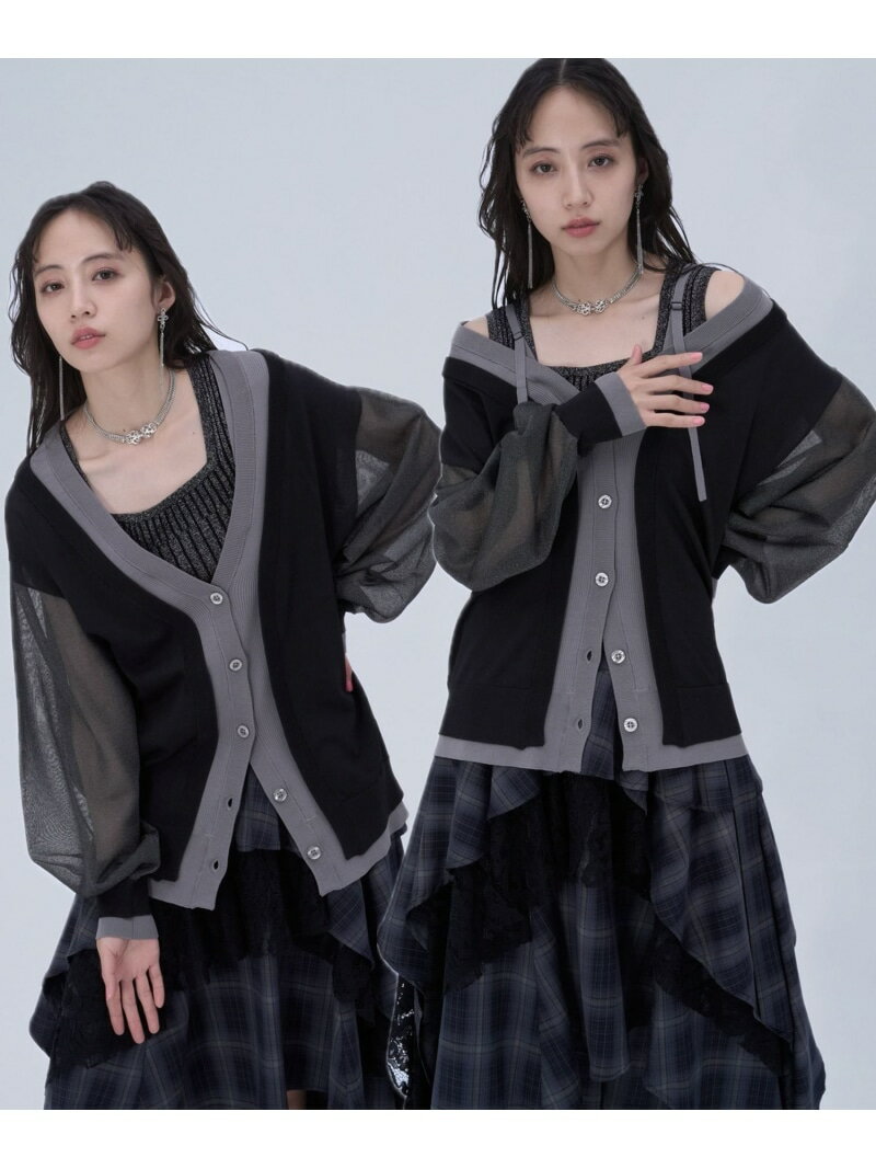 2WAYレイヤーBIGカーディガン HARE ハレ トップス カーディガン ブルー ブラック【先行予約】*【送料無料】[Rakuten Fashion]