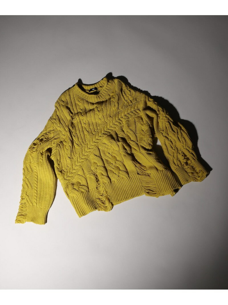 【SALE／50%OFF】【UNDERGROUND MODE 】ダメージケーブルニットプルオーバー HARE ハレ トップス ニット イエロー グレー ブラック【RBA_E】【送料無料】[Rakuten Fashion]