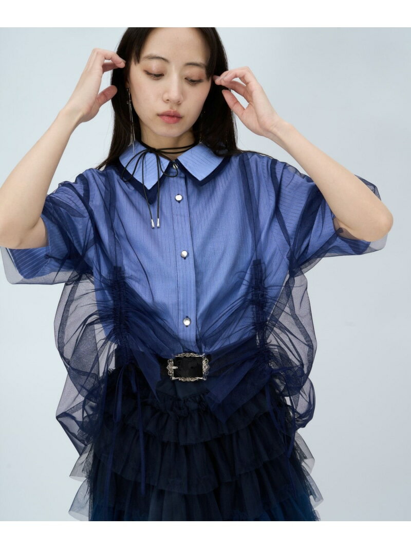 Rakuten - チュールレイヤーシャツ HARE ハレ トップス シャツ・ブラウス ホワイト ブラック ブルー【送料無料】[Rakuten Fashion]