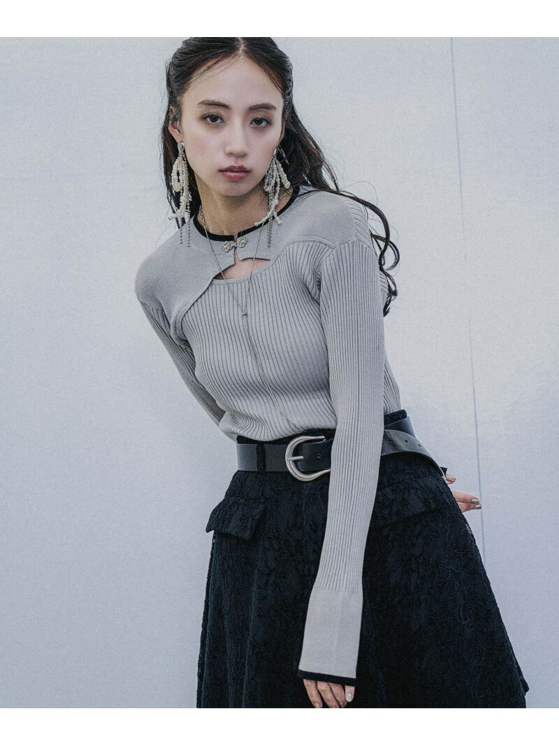 チャイナパーツカットアウトニット HARE ハレ トップス ニット パープル ブラック グレー【送料無料】[Rakuten Fashion]
