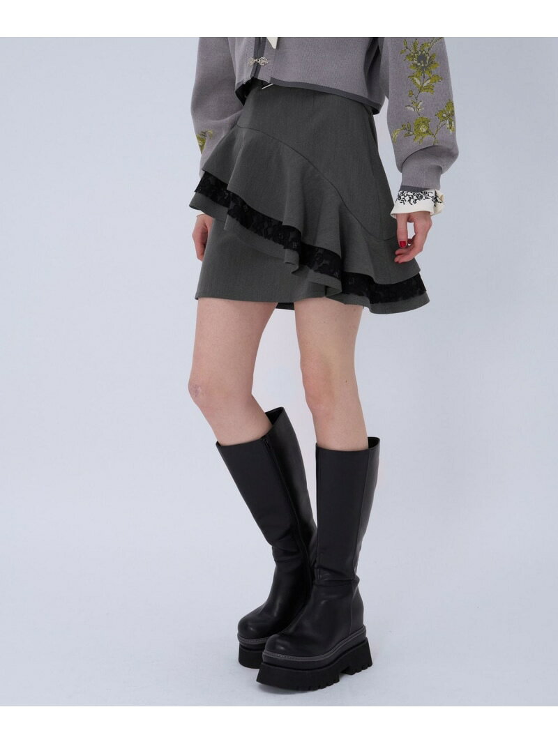 Rakuten - 【LADIES】フリルラインミニスカート HARE ハレ スカート ミニスカート グレー ブラック【送料無料】[Rakuten Fashion]