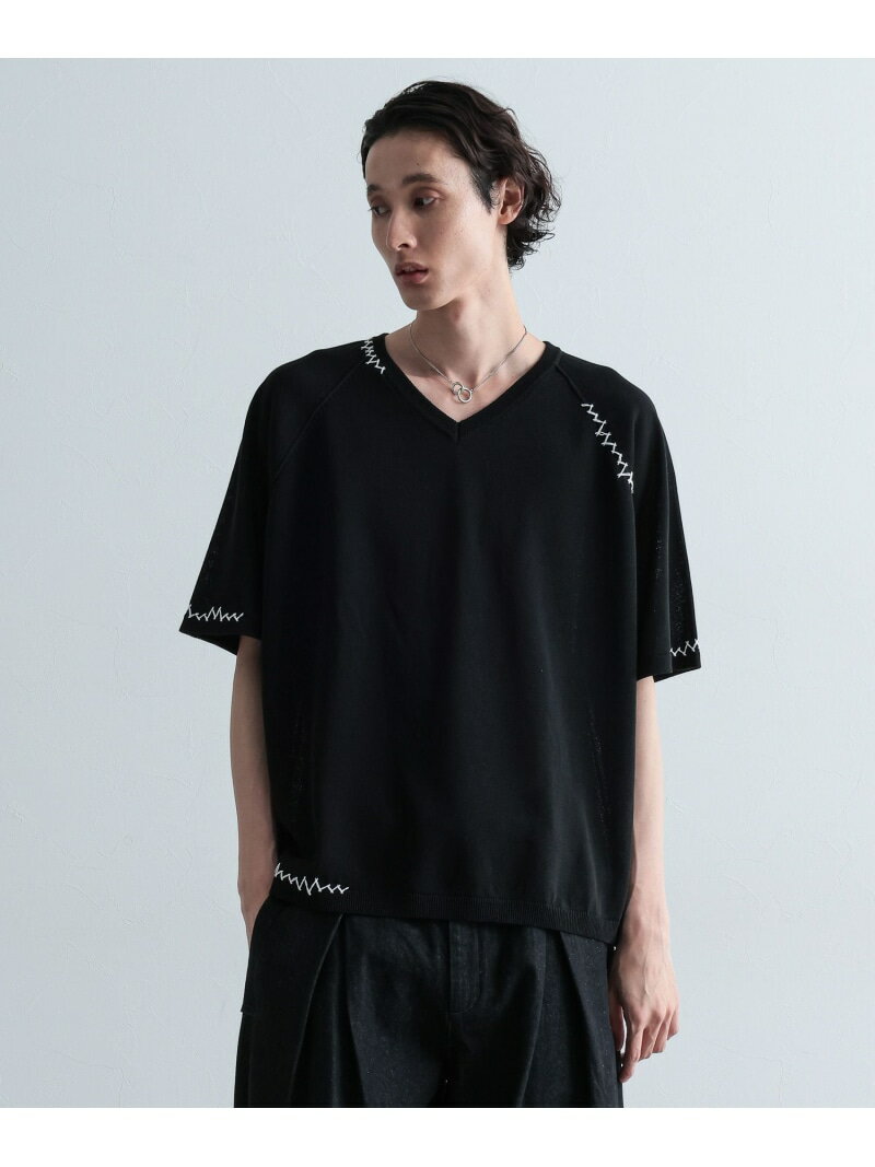 【SALE／44%OFF】Vネックステッチニットプルオーバー HARE ハレ トップス ニット ブラック ホワイト ピンク【RBA_E】【送料無料】[Rakuten Fashion]