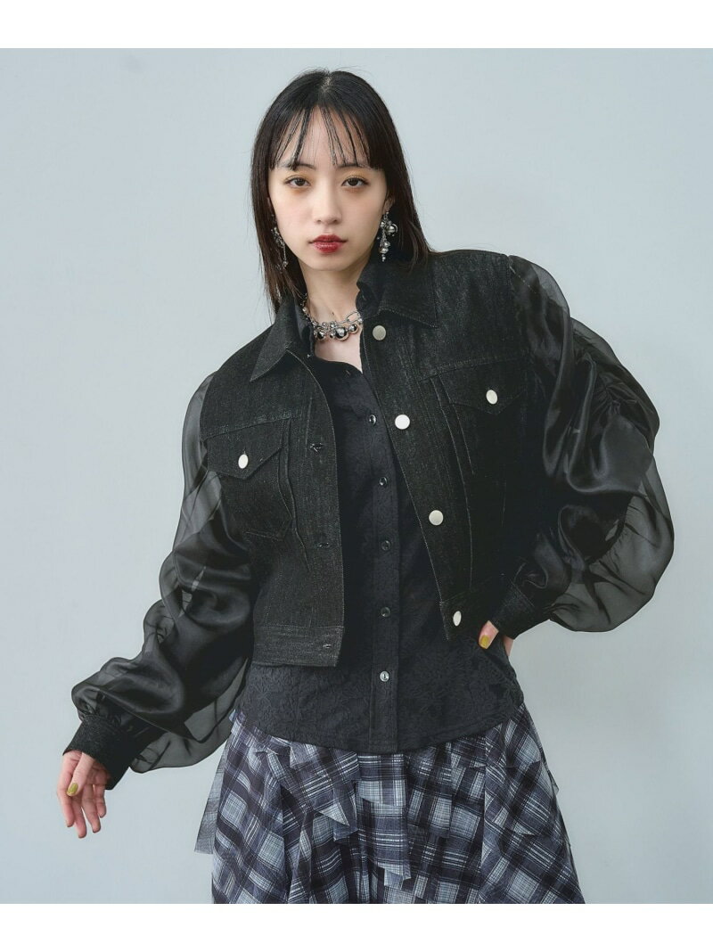 【SALE／50%OFF】シアーキリカエデニムブルゾン HARE ハレ ジャケット・アウター デニムジャケット ブルー ブラック【RBA_E】【送料無料】[Rakuten Fashion]
