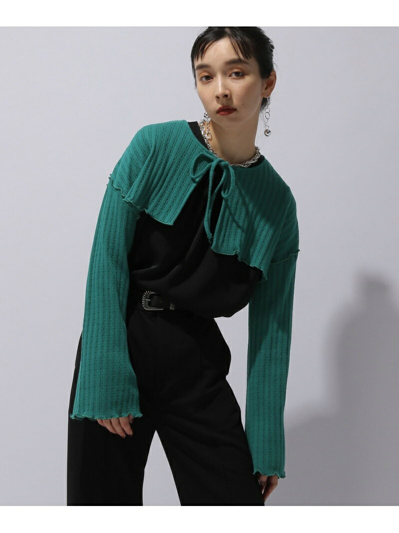 【SALE／50%OFF】(W)ワイドリブクロップドCD HARE ハレ トップス カーディガン ブラック グリーン【RBA_E】[Rakuten Fashion]