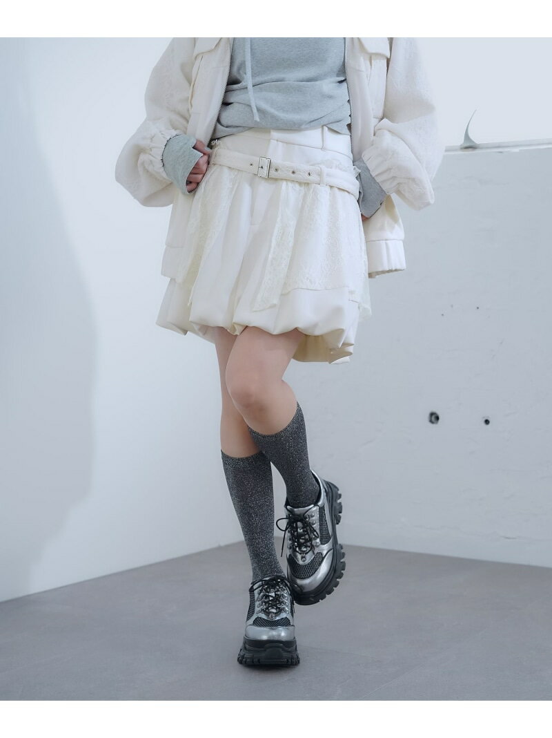 乐天商城 - レースバルーンミニスカート HARE ハレ スカート ミニスカート ブラック ホワイト【送料無料】[Rakuten Fashion]