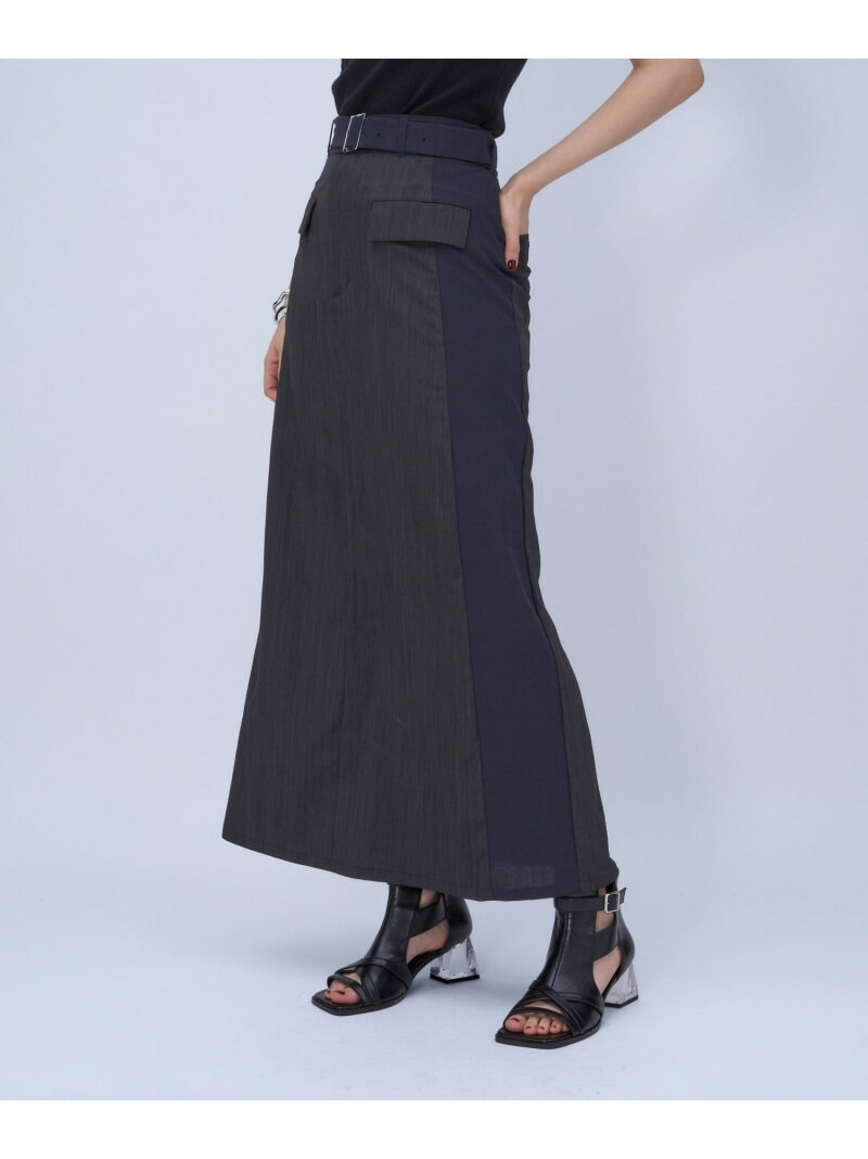 リネンライクキリカエナロースカート HARE ハレ スカート ロング・マキシスカート ベージュ ブラック【先行予約】*【送料無料】[Rakuten Fashion]