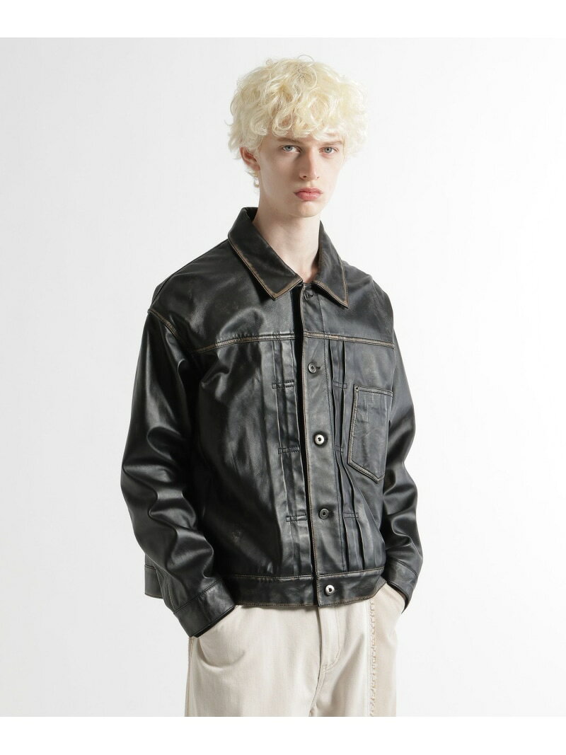 Leather Jacket - シープレザートラッカージャケット HARE ハレ ジャケット・アウター ブルゾン・ジャンパー ブラック【送料無料】[Rakuten Fashion]