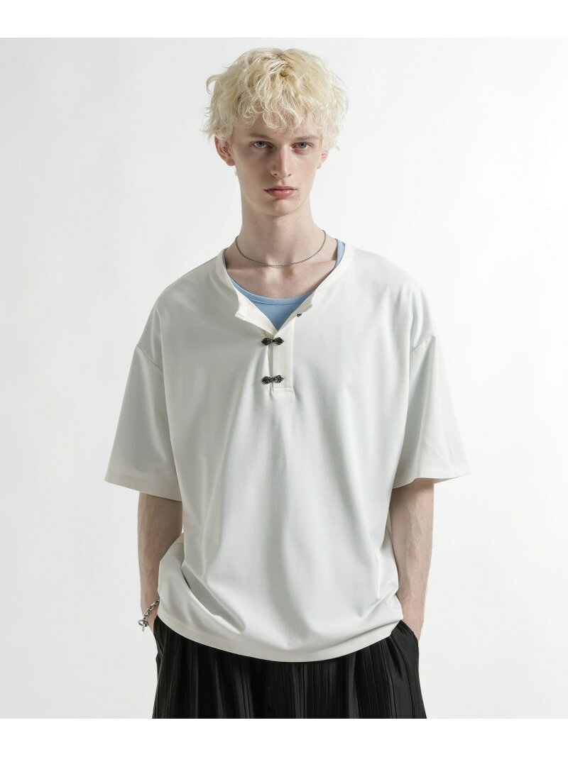 Rakuten - 【接触冷感】メタルボタンヘンリーネックカット HARE ハレ トップス カットソー・Tシャツ ブラック ブルー ホワイト【送料無料】[Rakuten Fashion]