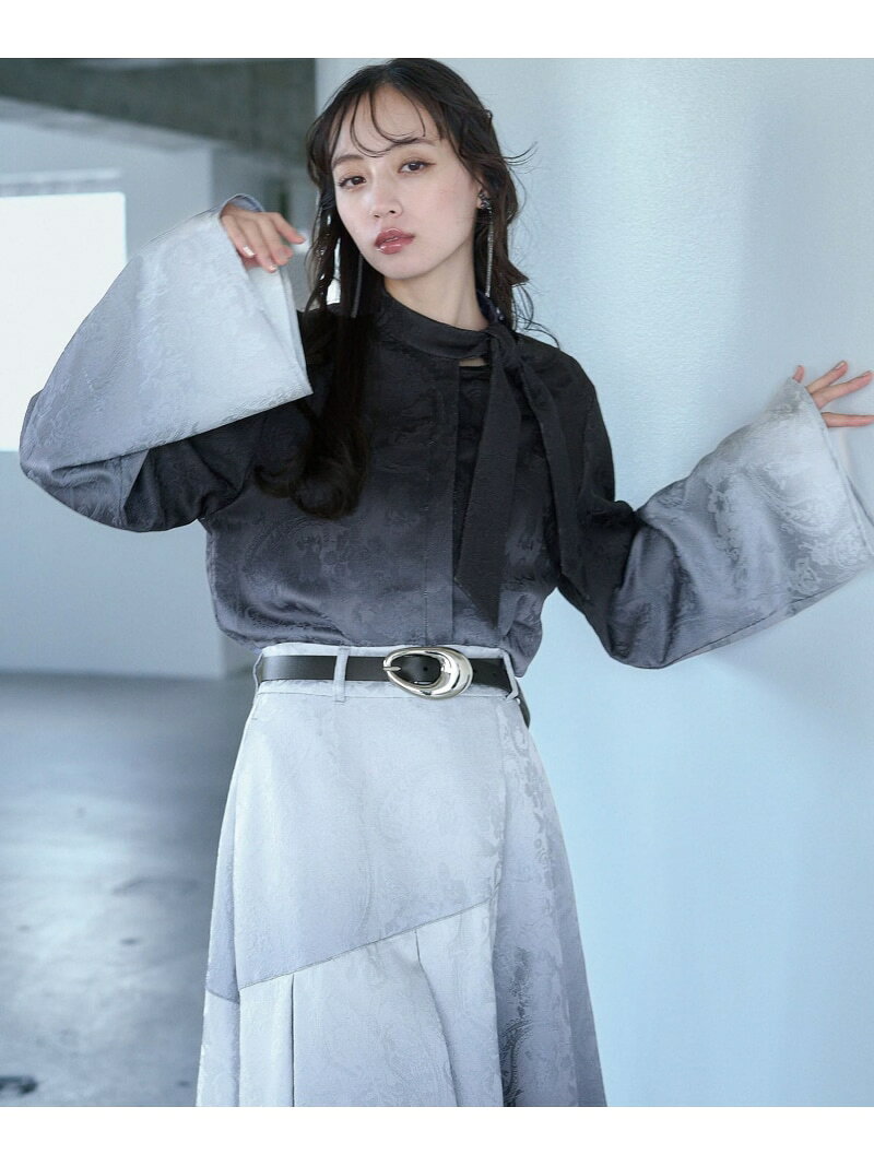 グラデーションジャガードボウタイシャツ HARE ハレ トップス シャツ・ブラウス パープル ブラック【送料無料】[Rakuten Fashion]