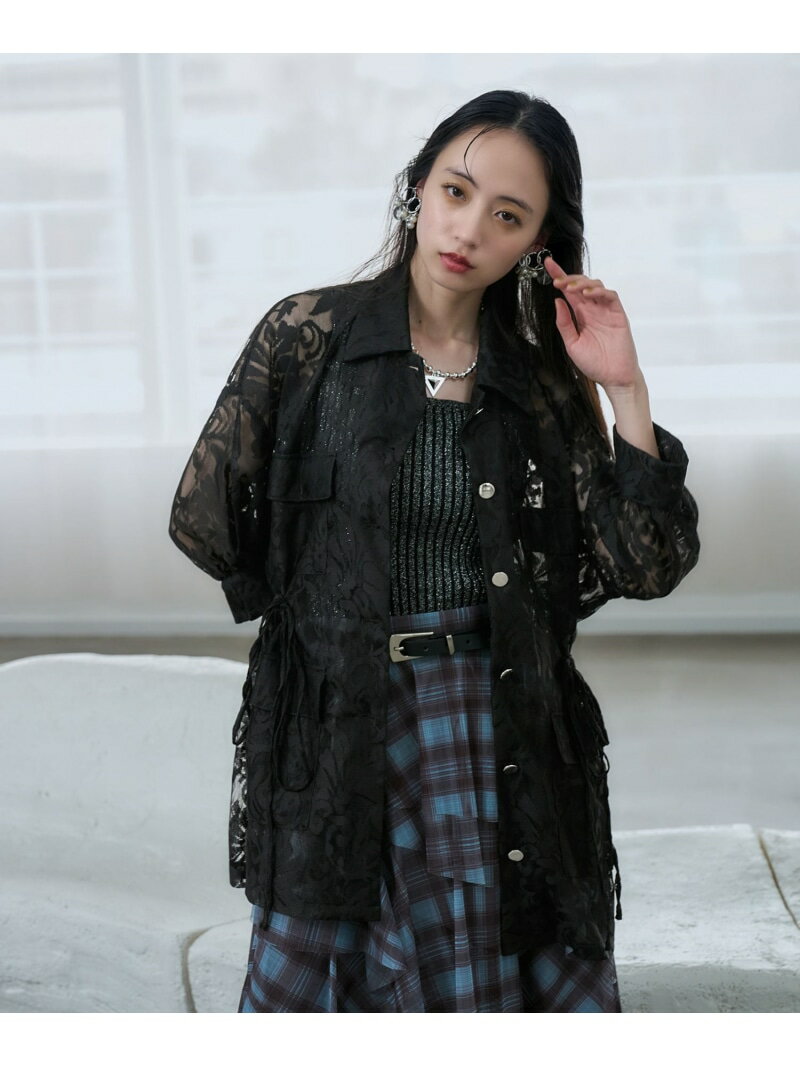 メッシュジャガードステンシャツブルゾン HARE ハレ トップス シャツ・ブラウス ホワイト ブラック【先行予約】*【送料無料】[Rakuten Fashion]