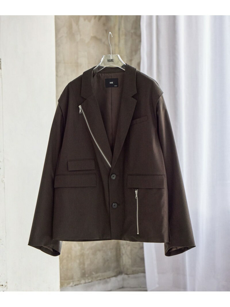 Rakuten - 【SALE／50%OFF】CLEAR TEXTURE ZIPデザインジャケット HARE ハレ トップス その他のトップス ブラウン グレー ブラック【RBA_E】【送料無料】[Rakuten Fashion]