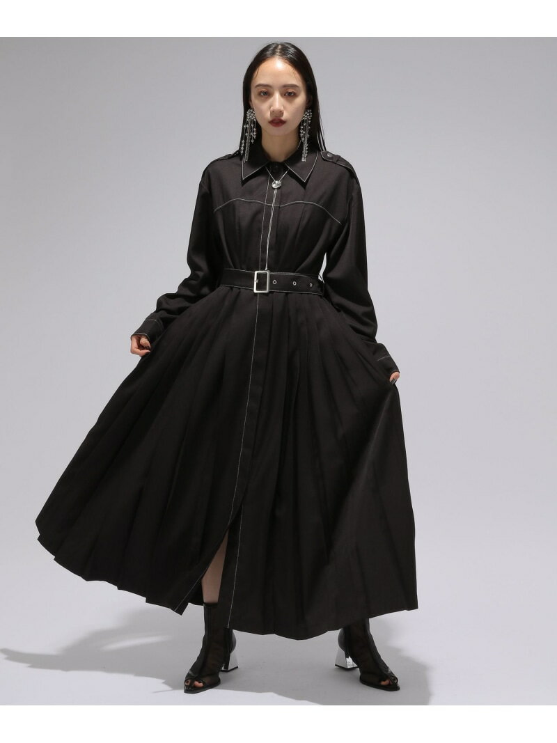 ハイショクステッチプリーツワンピース HARE ハレ ワンピース・ドレス ワンピース ブラック グレー【送料無料】[Rakuten Fashion]のサムネイル