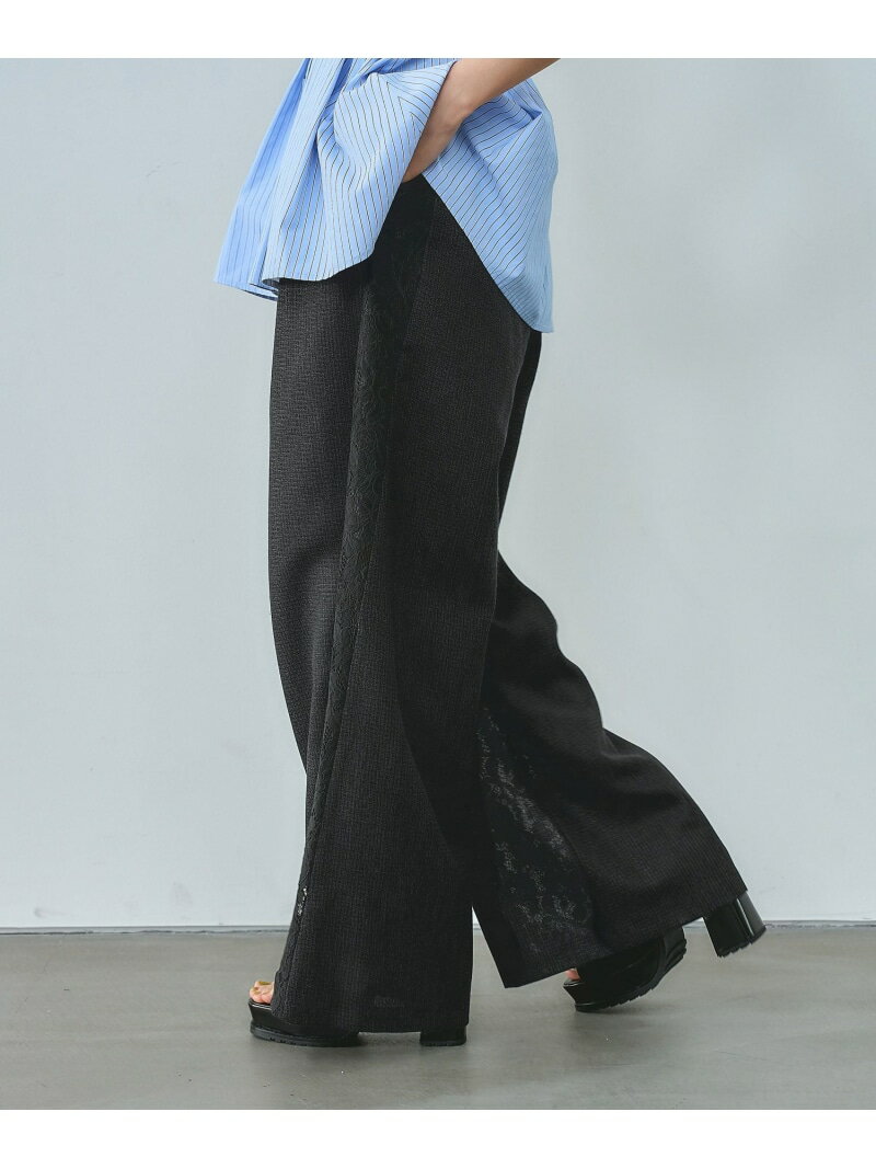 レースラインツイードパンツ HARE ハレ パンツ その他のパンツ ブラック ホワイト【先行予約】*【送料無料】[Rakuten Fashion]