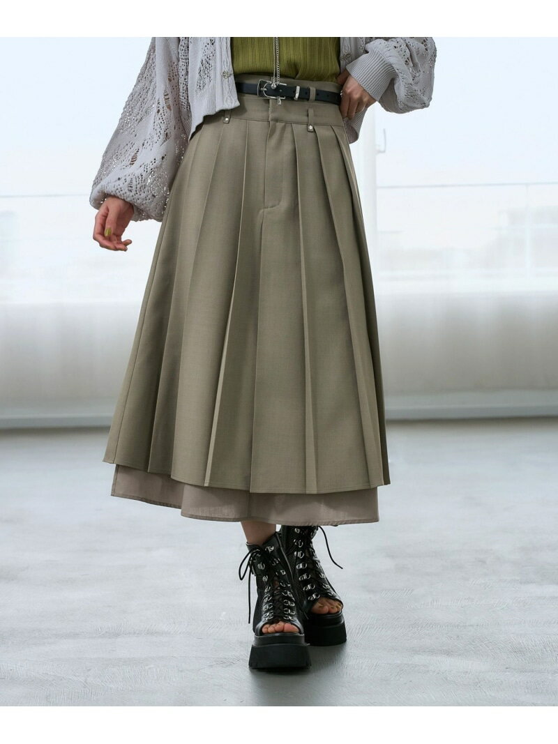 더블 웨스트 미디 플리츠 스커트 HARE 할레 스커트 롱 맥시 스커트 블랙 베이지 [무료 배송] [Rakuten Fashion]