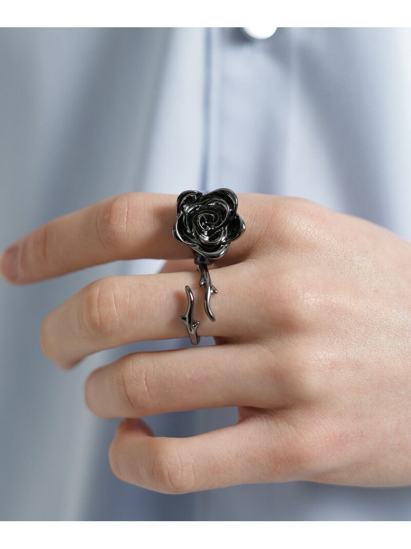 Rakuten - 【MADE IN JAPAN】ダブルROSEリング HARE ハレ アクセサリー・腕時計 リング・指輪 ブラック シルバー【送料無料】[Rakuten Fashion]
