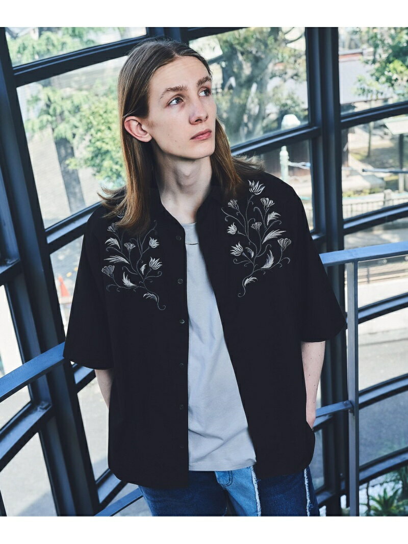 【SALE／50%OFF】(M)レトロフラワーシシュウSHSS HARE ハレ トップス シャツ・ブラウス ブラック ベージュ ホワイト【RBA_E】【送料無料】[Rakuten Fashion]のサムネイル