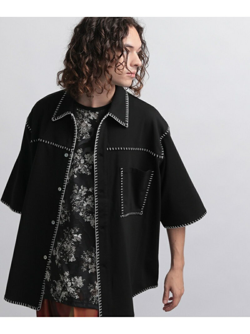 (M)BステッチデザインSHSS HARE ハレ トップス シャツ・ブラウス ブラック ホワイト【送料無料】[Rakuten Fashion]のサムネイル