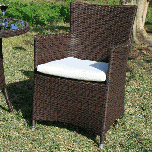 2脚組 クッション付ガーデンチェア 茶色 椅子 Chair 手編み高級人工ラタン ウィッカー ガーデンファニチャー 16BT-C2 送料無料