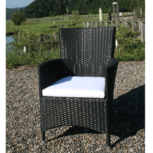 2脚組 クッション付ガーデンチェア 黒色 椅子 Chair 手編み高級人工ラタン ウィッカー ガーデンファニチャー 17BT-C2 送料無料