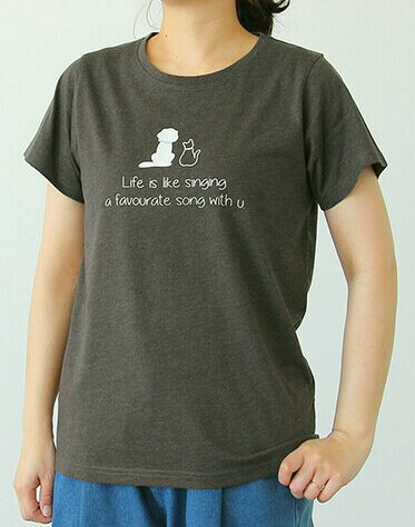 【送料無料】プリント レギュラー丈 半袖Tシャツ・レディース Tシャツ! ルームウェア 犬&ネコ柄 春夏 カットソー 半袖 部屋着 アニマル プリント 肌にやさ...