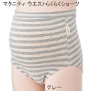 【送料無料】マタニティ 産後も使える ボーダー柄 ウエストらくらく ショーツ 婦人 マタニティショーツ【メール便での送料無料となります】 ゴムを使わないウエストらくらく仕様。締め付けずお腹が大きくなってもラクな着心地、産後のお腹にも着用頂けます。マチ部分綿100%