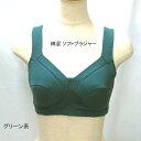 【送料無料】レディース ノンワイヤー ブラジャー・ソフトブラジャー 後ろがカシュクールタイプで着脱が楽 【ポッキリ】グリーン系 グレー