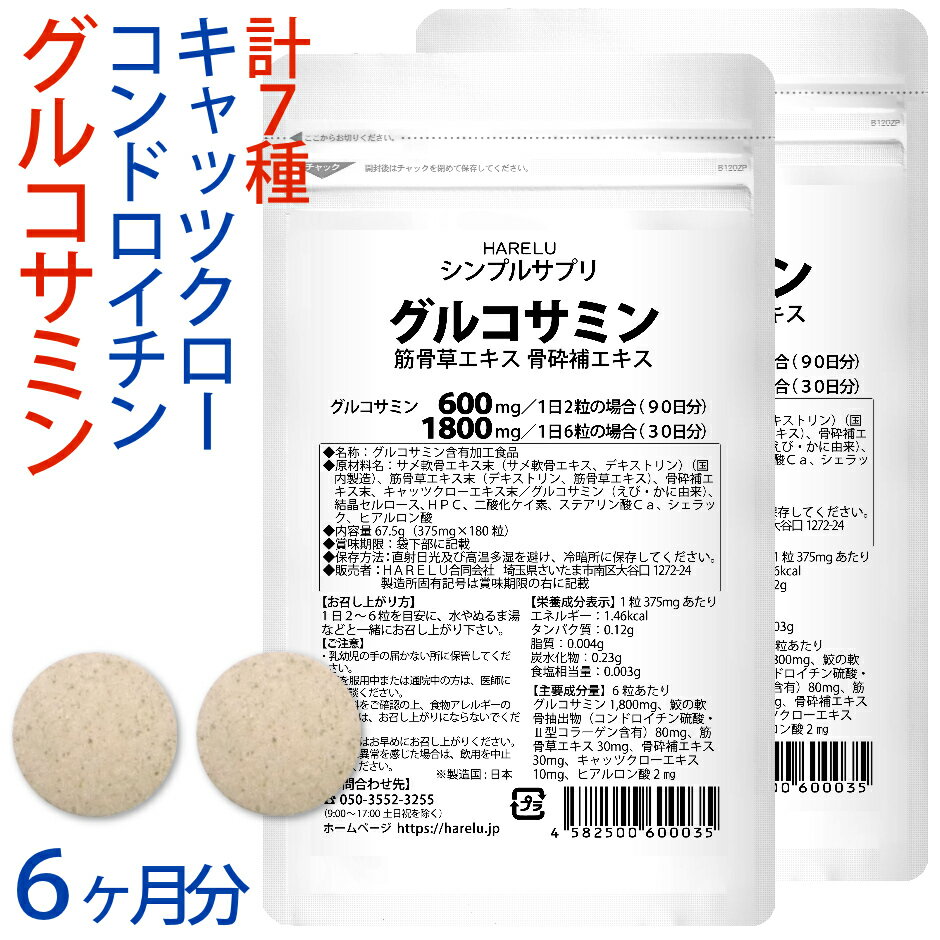 グルコサミン コンドロイチン サプリメント (3ヶ月分)×2袋 2型コラーゲン ヒアルロン酸 鮫の軟骨抽出物 筋骨草エキス 骨砕補エキス キャッツクローエキス 軟骨 ふしぶし 曲げ伸ばし